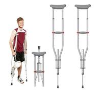 Béquilles Sous les Aisselles, 1 Paire Béquille Réglables pour Adultes, Canne Pliable en Aluminium avec Coussinets Sous les Aisselles et Pieds Antidérapants,pour Personnes Âgées,Adultes et Adolescents