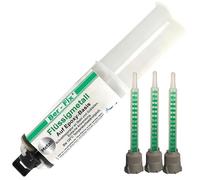 Ber-Fix Métal liquide 2K 25 g + 3 pointes, résistant à la chaleur jusqu'à 120 °C, colle métallique et spatule métallique, idéal pour les réparations métalliques, durcissement rapide, forte adhérence