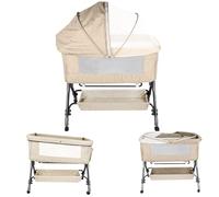 Berceau 3 en 1,Lit Cododo, Berceau à Inclinaison, Hauteur réglable sur 4 Niveaux (80 -84- 88- 94)jusqu'à 80kg, Matelas Confort,Roues 360º, Moustiquaire,Panier de Rangement-104*52*100-110 cm-blanc
