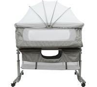 Berceau à bascule Lit d'appoint pliable réglable en hauteur avec roulettes Moustiquaire 92*58*70-87cm gris