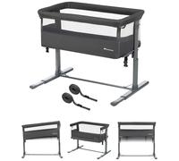 Bebeconfort Zina Lit d'appoint 2 en 1 de la naissance jusqu'à 9 kg, lit bébé réglable en hauteur, confortable et moelleusement rembourré, Mineral Graphite