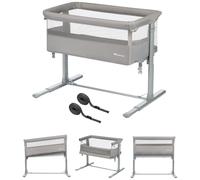 Bebeconfort Zina Lit d'appoint 2 en 1 de la naissance jusqu'à 9 kg, lit bébé réglable en hauteur, douillet et rembourré, Mineral Grey