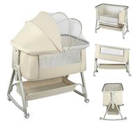 Berceau Cododo 3 en 1 Pliable 0-36 Mois 20 kg Max Inclinaison 4 Hauteurs Réglables Système Coulissant Matelas Confort Grand Panier 5
