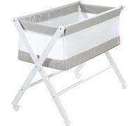 Berceau Cododo Pliable, ROBA, Toile et Maille, Matelas Inclus, Roulettes à Freins, 90 x 45 cm, Gris/Blanc