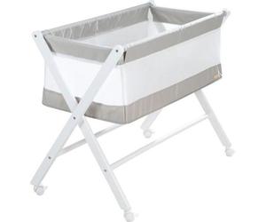 Berceau Cododo Pliable, ROBA, Toile et Maille, Matelas Inclus, Roulettes à Freins, 90 x 45 cm, Gris/Blanc