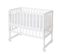 Berceau Cododo Roba 3en1 Réglable - Bois Blanc - Matelas - Barrières - Pourtour En Maille - 90 X 45 Cm Blanc