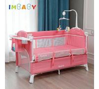 Berceau de voyage pour bébé avec table à langer et parc - Multifonctionnel - Rose - 126 x 70 x 76 cm