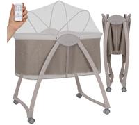 lionelo Gaya Berceau Électrique pour Bébé, Balancement Automatique Latéral | Télécommande et Panneau Tactile, Matelas Confortable, Mélodies Bruits Blancs Vibrations, Structure Pliable, Moustiquaire