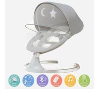 Berceau électrique Bluetooth pour bébé, avec moustiquaire, musique Bluetooth, chaise à bascule, berceau multifonctionnel pour nouveau-nés 2024 M6-Grey