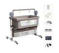 Berceau électrique Lit bebe - Magic ZC - Bluetooth avec musique Lit cododo multifonctionnel Balançoire à 5 vitesses - Gris Clair