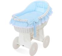 Berceau en osier avec hotte - Panier tressé à la main - Socle en bois stable avec roues et freins