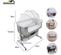 Berceau Hauteur réglable Willonin® - Gris - Cododo à roulettes - Lit bébé multifonction