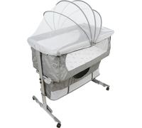 Berceau Lit d'appoint Lit d'enfant avec moustiquaire et roulettes Hauteur réglable gris