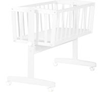 Berceau roba avec matelas 40 x 90 cm - Fonction berceau avec bouton de blocage + jeu de roulettes avec freins - Set berceau pour bébés - Bois blanc