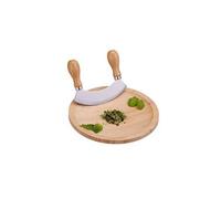 Berceuse à herbes, hachoir demi-lune avec planche, couteau inox herbes, planche bambou, hxd: 2 x 20 cm, nature