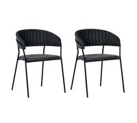 BERGAME - 2 Chaises de repas tissu gris foncé Gris