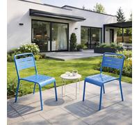 Bergame ensemble de 2 chaises de jardin empilables bleues