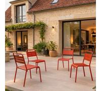 Bergame ensemble de 4 chaises de jardin empilables terracotta