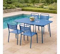 Bergame ensemble table de jardin 120 cm et 4 chaises bleu