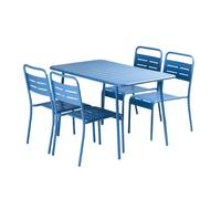 Concept Usine – Salon de jardin BERGAME – 4 places, 120 cm, acier – Bleu