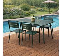 Bergame ensemble table de jardin 120 cm et 4 chaises vert