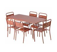 Bergame - Ensemble Table De Jardin 160 Cm Et 6 Chaises Terracotta