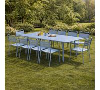 Bergame ensemble table de jardin 200 cm et 8 chaises bleu