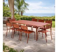 Bergame ensemble table de jardin 200 cm et 8 chaises terracotta
