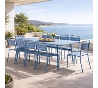 Bergame ensemble table de jardin 234 cm et 10 chaises bleu