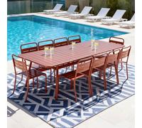 Bergame ensemble table de jardin 234 cm et 10 chaises terracotta