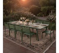 Bergame ensemble table de jardin 234 cm et 10 chaises vert