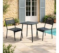 Bergame ensemble table de jardin carrée 50cm et 2 chaises