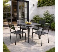 Ensemble Table De Jardin Carrée Et 4 Chaises Bergame Gris