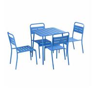 Concept Usine Ensemble table de jardin Bergame – table carrée et 4 chaises bleu