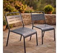 Bergame lot de 2 chaises de jardin empilables gris foncé