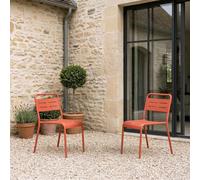 Bergame lot de 2 chaises de jardin empilables terracotta