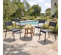 Bergame lot de 4 chaises de jardin empilables gris foncé