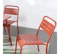 Concept Usine - Lot 4 chaises jardin BERGAME - Empilables, acier anti-corrosion - Terracotta