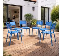 Bergame lot de 6 chaises de jardin empilables bleues