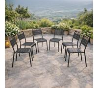Bergame lot de 6 chaises de jardin empilables gris foncé