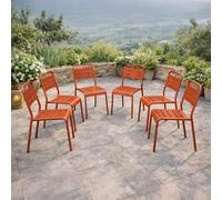 Bergame lot de 6 chaises de jardin empilables terracotta