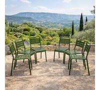 Bergame lot de 6 chaises de jardin empilables vertes