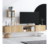 Bergen meuble tv avec rangements imitation bois clair