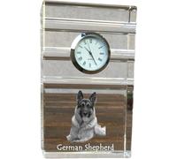 Berger allemand - horloge en verre avec photo, photo de chien en cristal, horloge sur pied personnalisée pour bureau de la marque Art-Dog