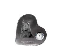 Berger belge de Tervueren - horloge en cristal avec photo du chien, étagères en forme de cœur avec horloge, horloge sur pied personnalisée de la marque Art-Dog