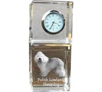 Berger polonais des plaines - horloge en cristal avec photo, photo de chien dans le cristal, horloge de table personnalisée de la marque Art-Dog
