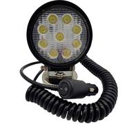 Berger + Schröter Projecteur de travail LED rond, 9 x 3 W, environ 2160 lumens, avec pied magnétique, boîtier en aluminium, verre polycarbonate (rond)