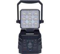 Berger & Schröter Projecteur de travail LED mobile, 15 W, base magnétique, batterie 4500 mAh 7,4 V 33,3 Wh, 9 LED, blanc et orange, IP66, réglable à 90°, poignée de transport, éclairage de proximité
