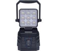 Berger & Schröter | Projecteur de travail LED mobile, éclairage de travail 15 W, pied magnétique, batterie 4500 mAh 7,4 V, 9 LED, blanc et orange, IP66, réglable à 90°