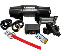 Berger & Schröter | Treuil électrique professionnel 12 V, 2 727 kg, 2,57 kW avec câble en acier, treuil à moteur pour quads, VTT, véhicules automobiles, 6 000 lb avec télécommande radio